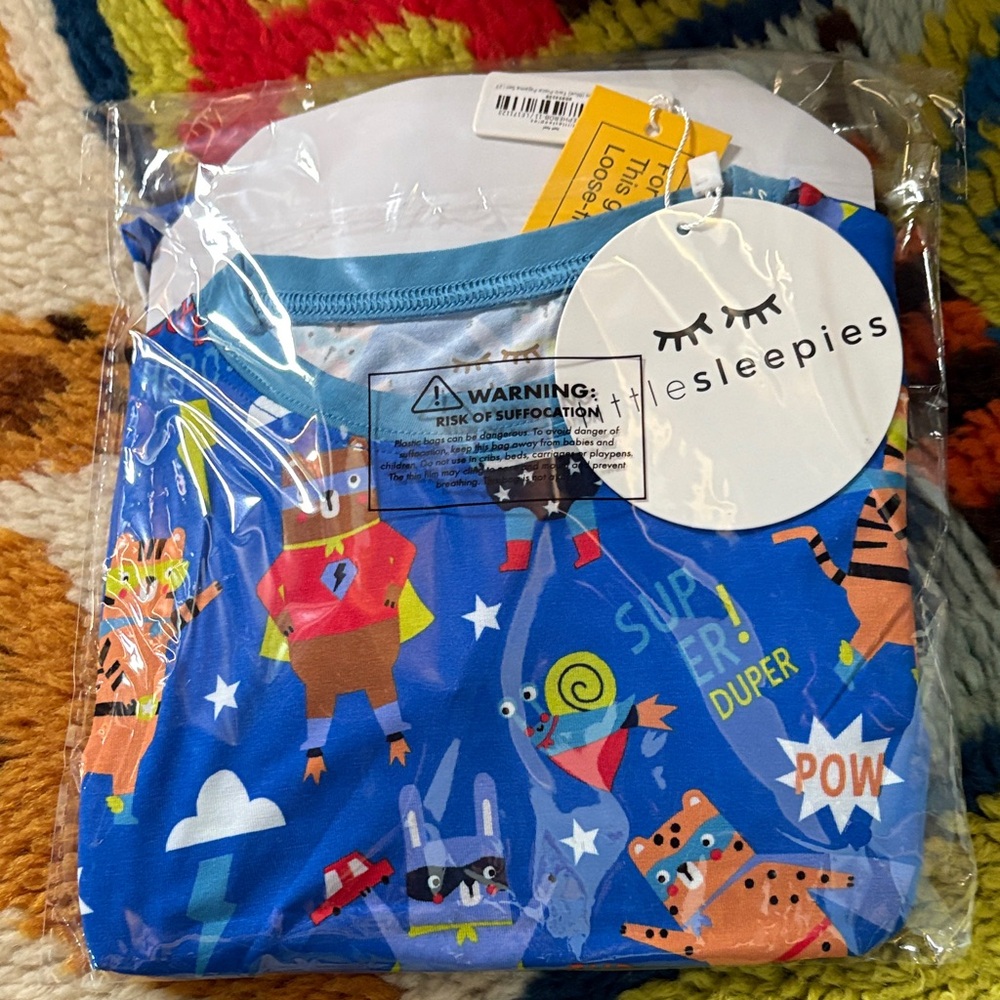 Little Sleepies Blue Superhero Kids Pajama Set